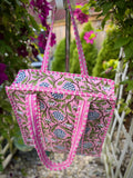 LAYA - Baby Pink Grape pattern Tote Bag