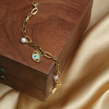 Gold Plated Evil Eye Charms Designer Bracelet