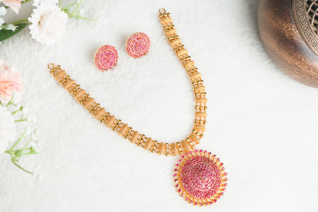 AAHNA Traditional Long Haram with matching Earrings