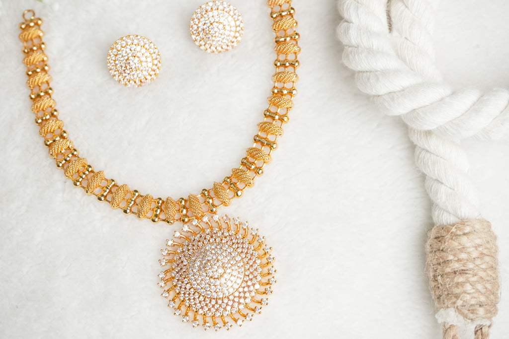 AAHNA Traditional Long Haram with matching Earrings
