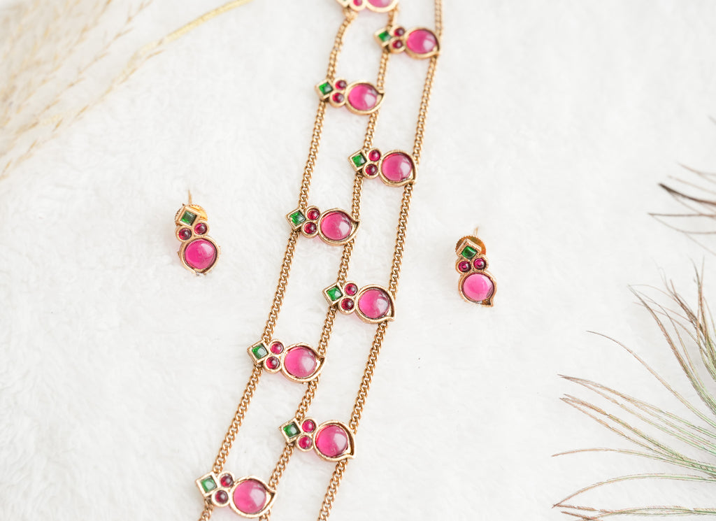 Abha Traditional 3- layered palakka style choker set