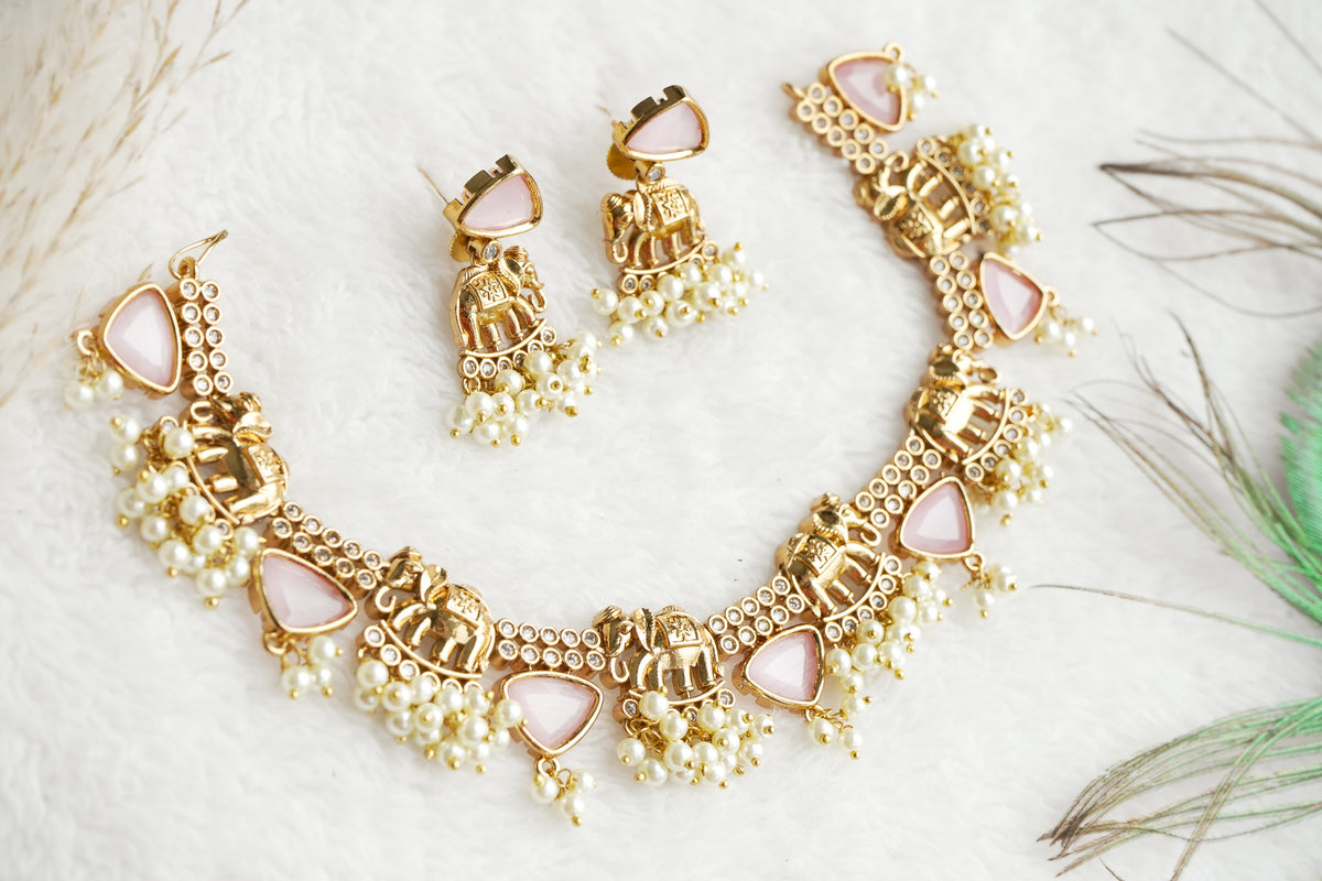 Abhitha Elephant Guttapusalu Necklace Set