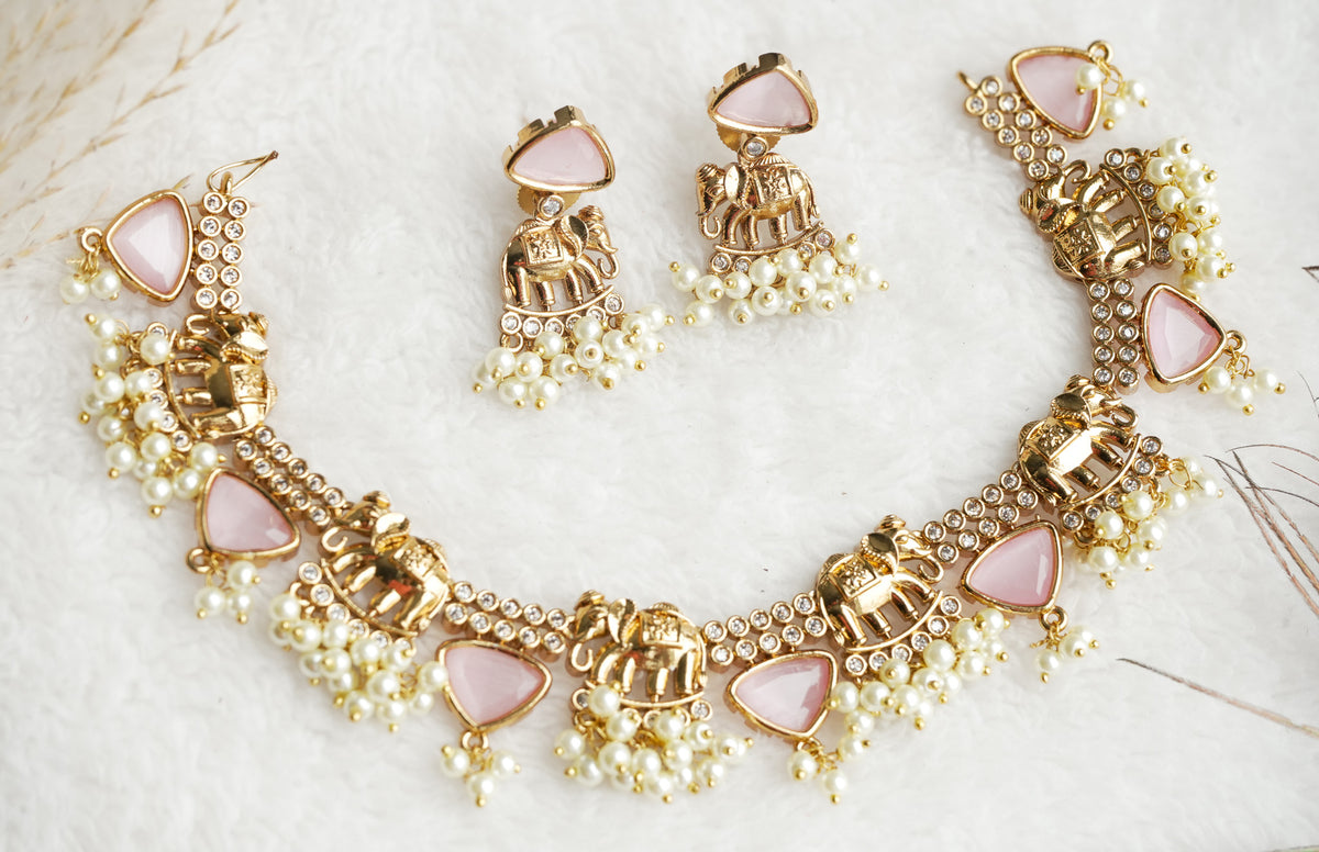 Abhitha Elephant Guttapusalu Necklace Set