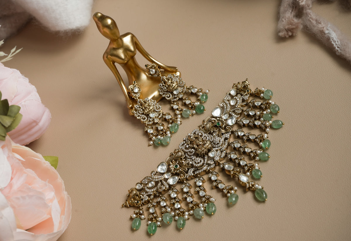 BHAVISHNI - ELITE COMBO-Traditional Antique Bridal IDOL- inspired jewelry Set