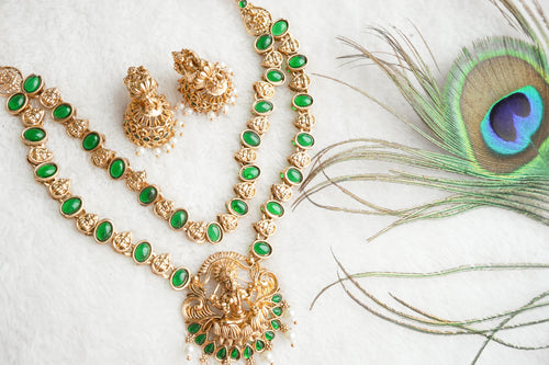 Bhama Traditional double layered long haram set with idol inspired motif