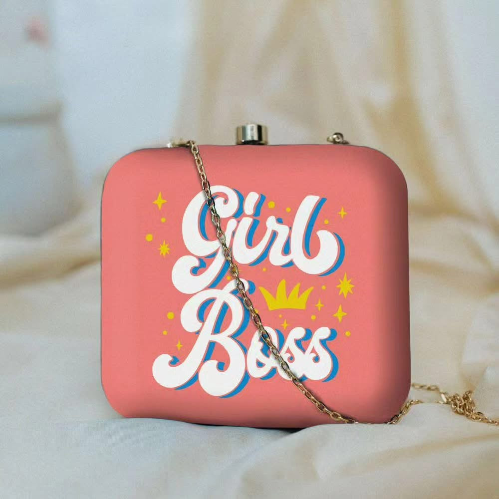 PRINTED CLUTCH/HANDBAG -GIRL BOSS