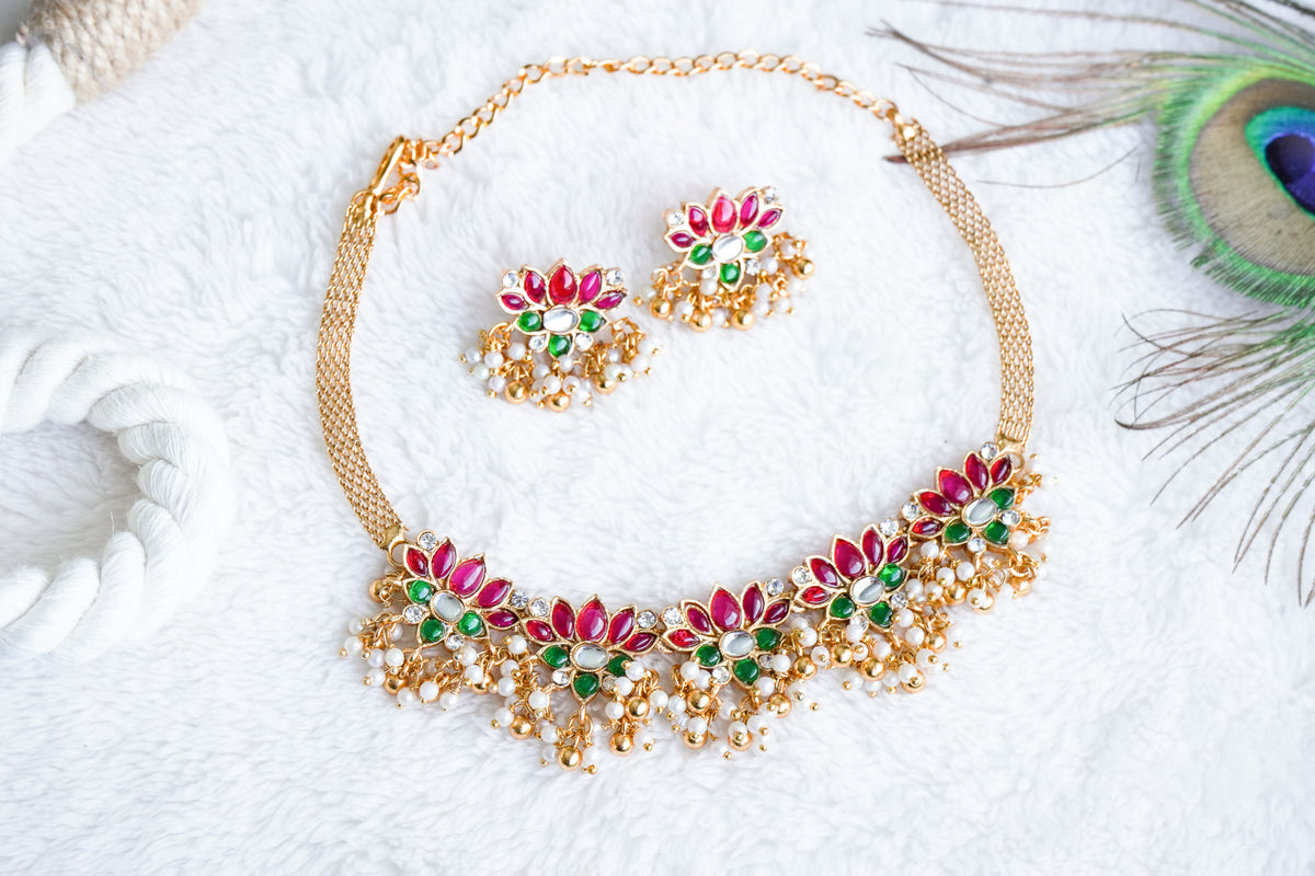 Dishitha Traditional lotus choker set