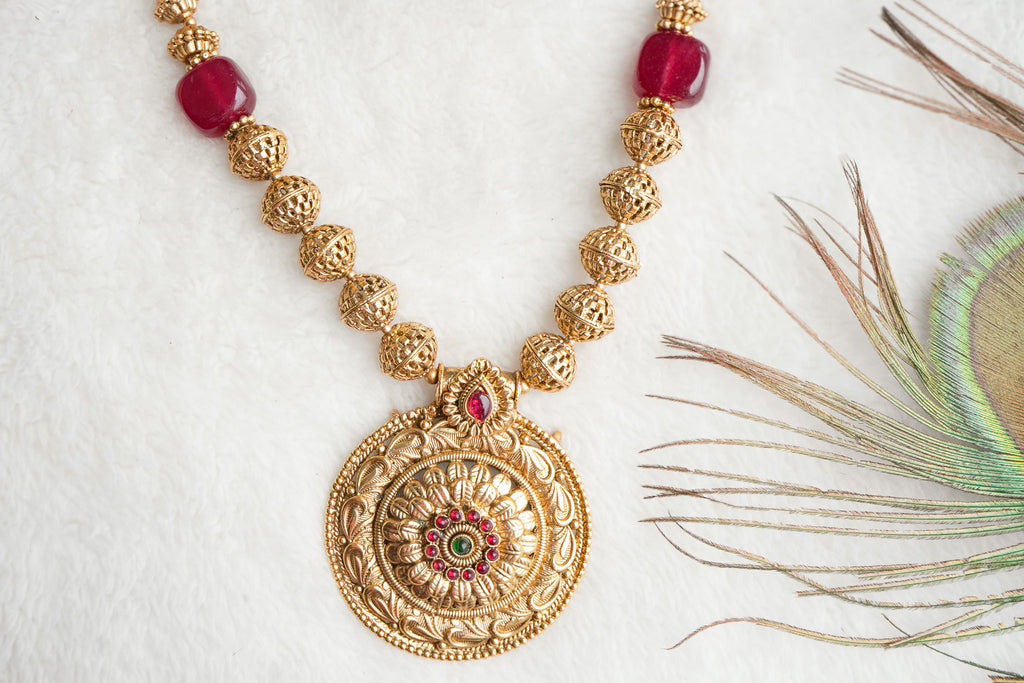 Gavya Traditional long Haram Set with matching Earrings