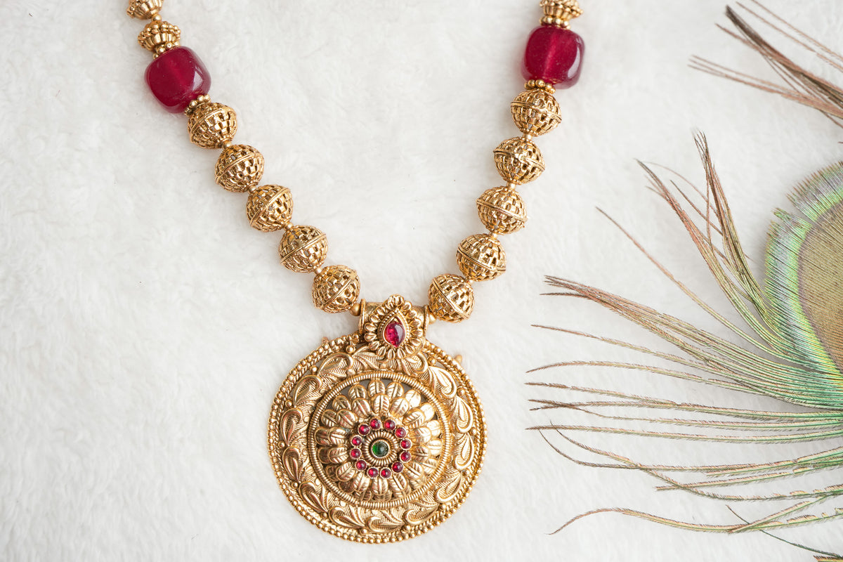 Gavya Traditional long Haram Set with matching Earrings