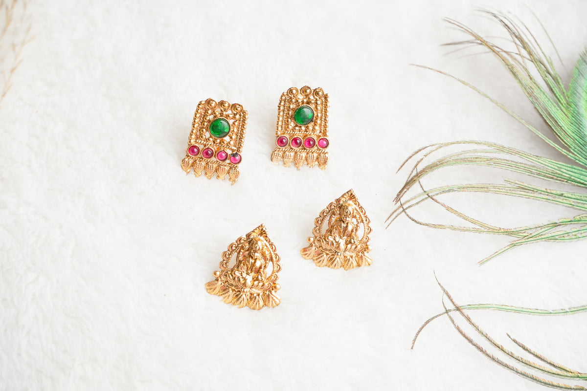 Girisha Interchangeable Traditional idol and non- idol long haram, with 2 sets of Earrings