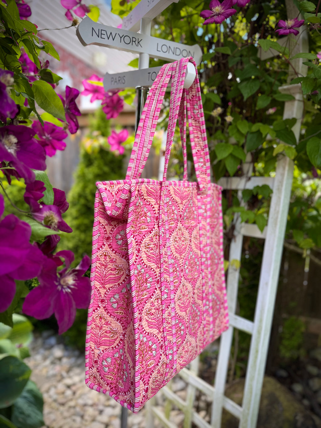 Pink Floral Tote Bag