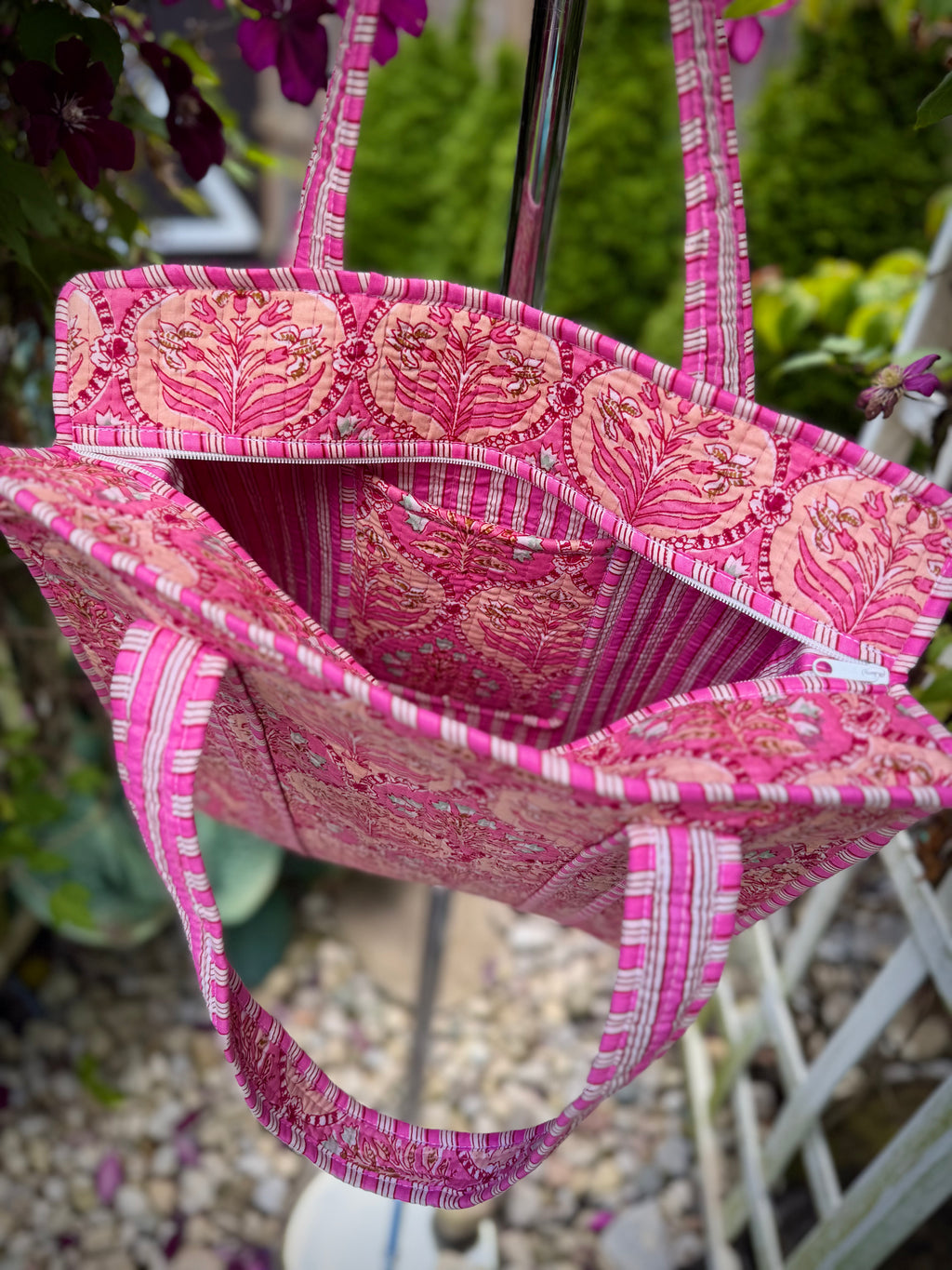 Pink Floral Tote Bag