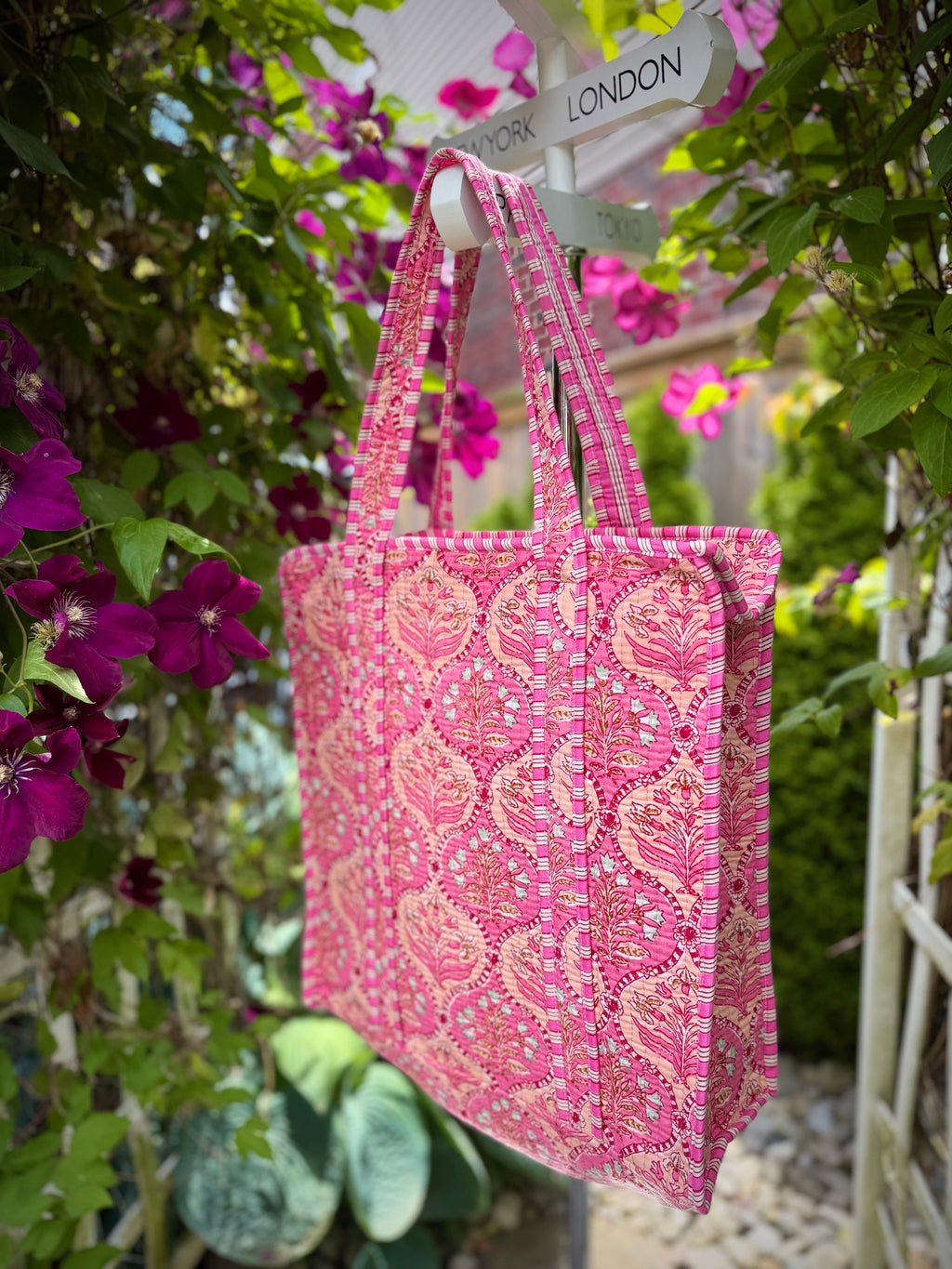 Pink Floral Tote Bag