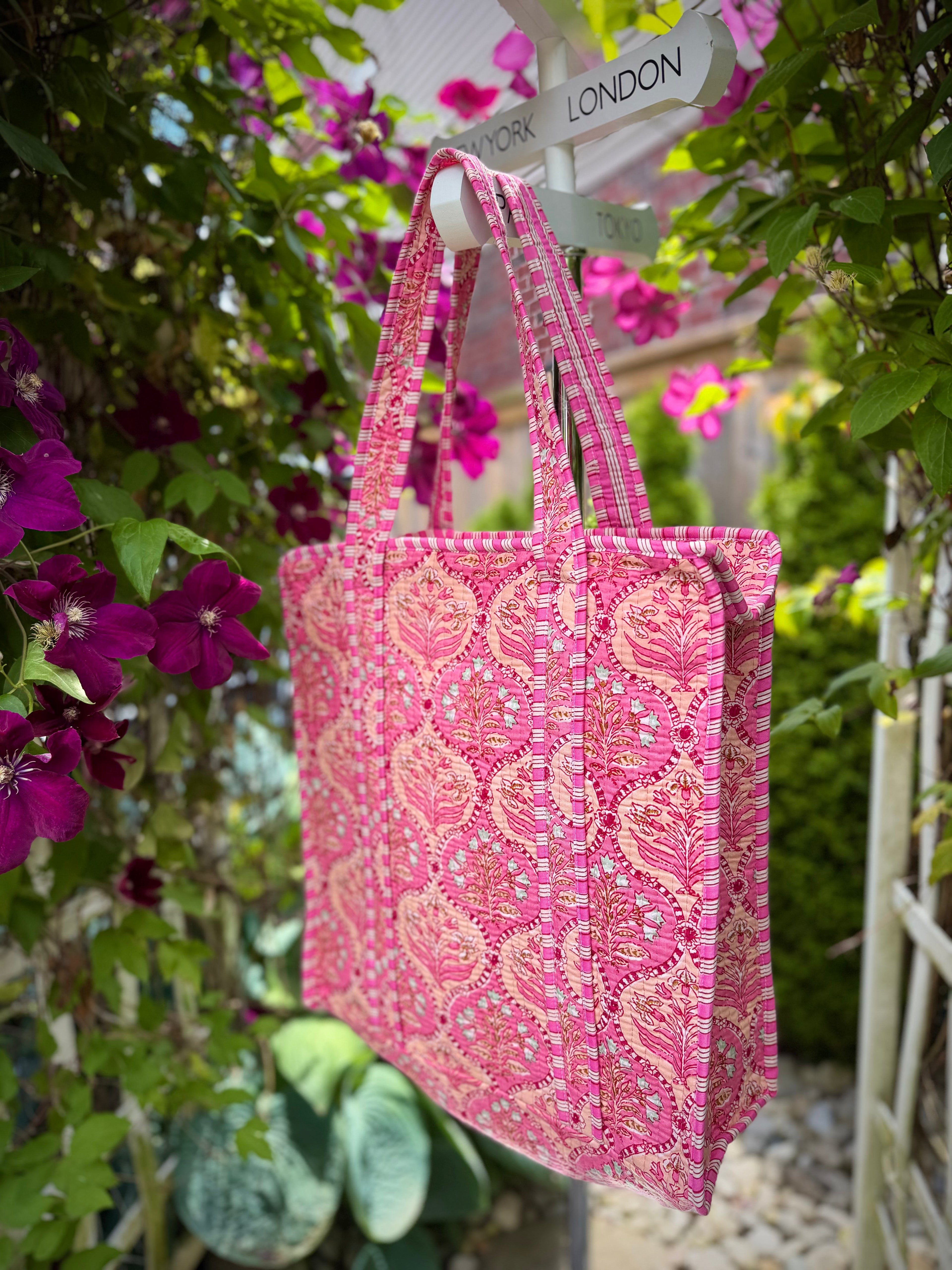 Pink Floral Tote Bag