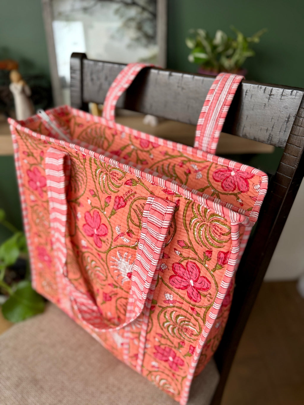 TOTE CORAL FLORAL PRINT