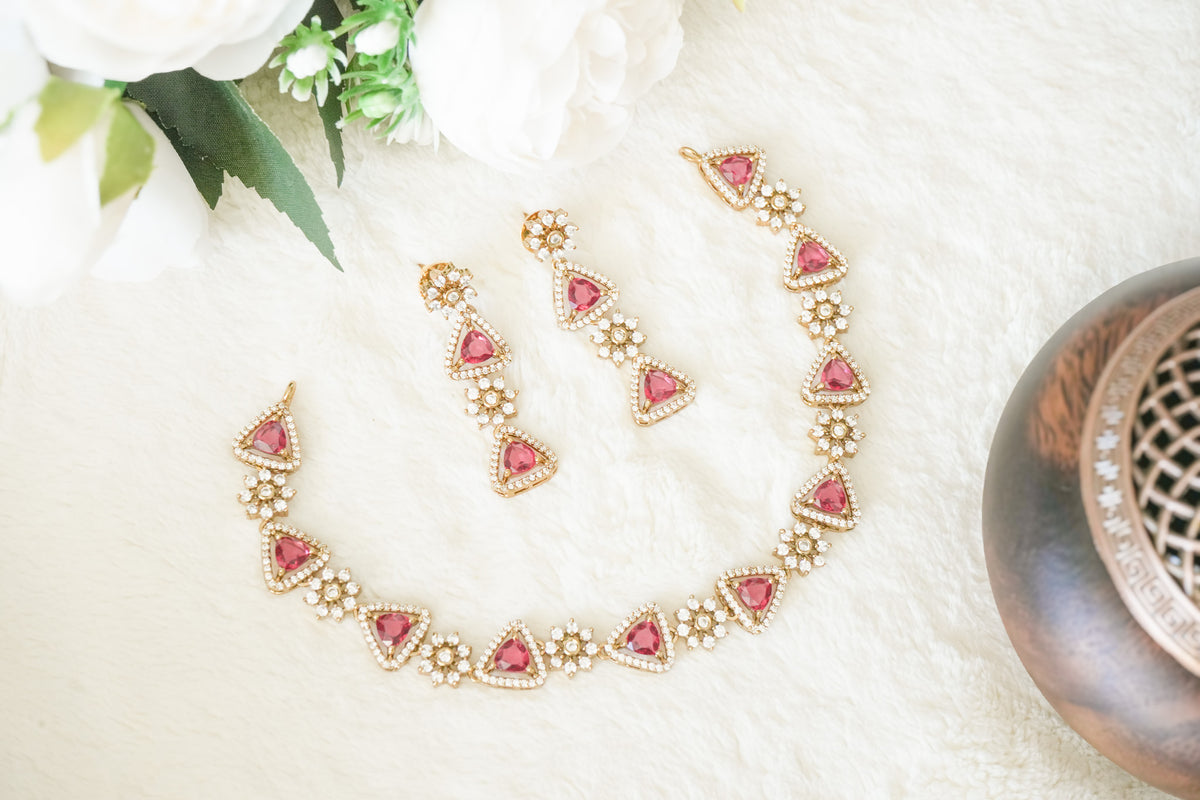 Phoebe AD Stone Necklace with matching Earrings