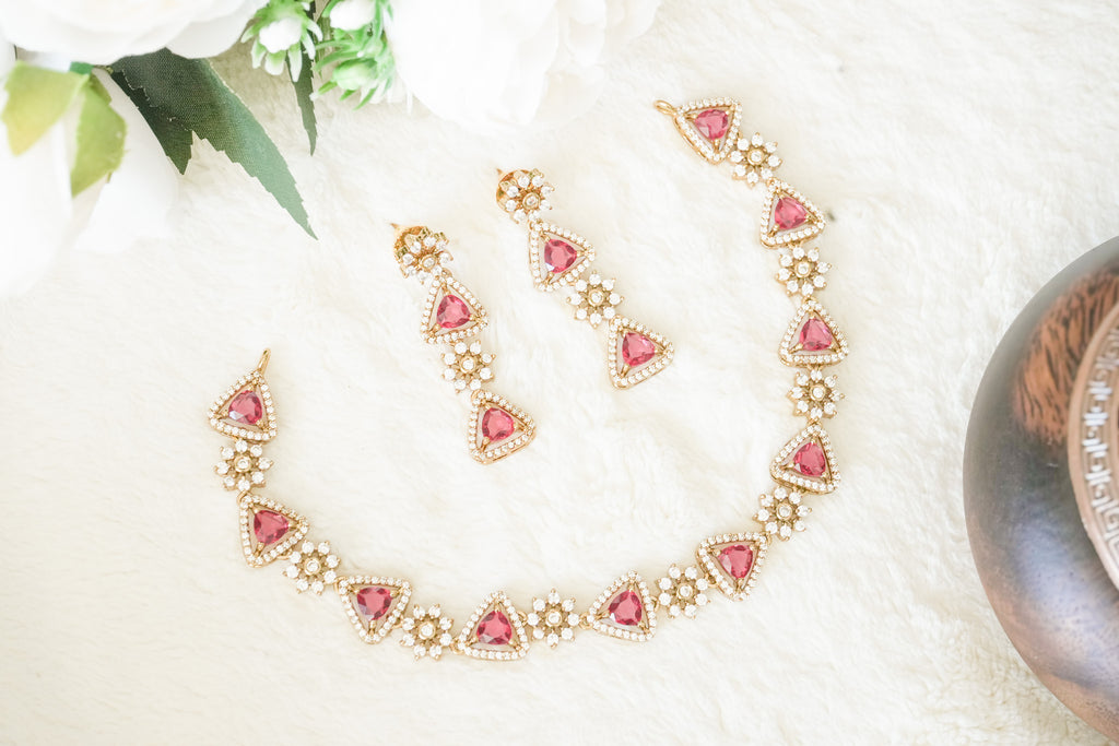 Phoebe AD Stone Necklace with matching Earrings