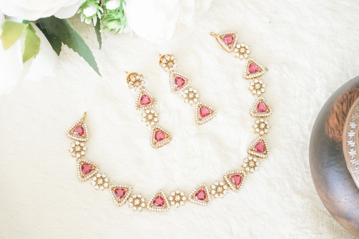 Phoebe AD Stone Necklace with matching Earrings