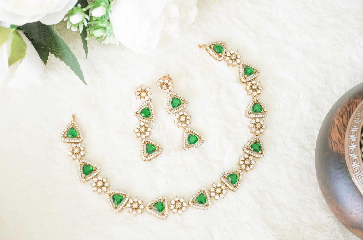Phoebe AD Stone Necklace with matching Earrings