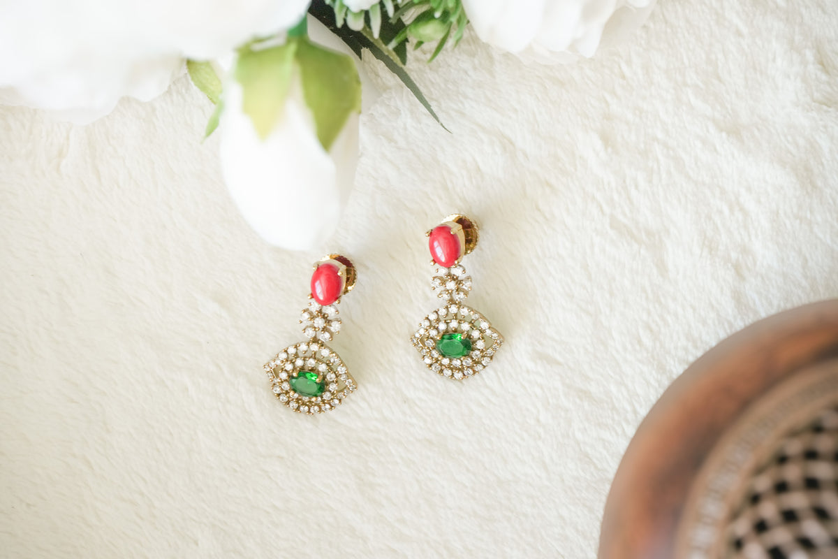 Saanvi AD Stone Necklace with matching Earrings